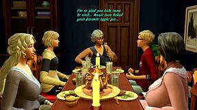 Older women and big tits in a threesome in The Sims 4