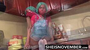 step brother convinces step sister to have sex in kitchen