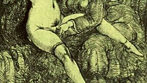 Vintage erotic art with antique cartoon anime hentai illustrations