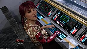 I am stranded in space 18, flirting with a half robot girl in 3d cartoon