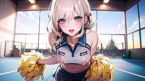 I feel motivated by the hot anime cheerleader masturbating in transparent cloth