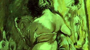 Vintage erotic art with antique cartoon anime hentai illustrations