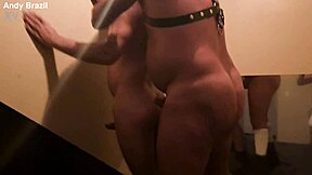 Homemade Bareback Gay Show with Shy Bar Guy in Sauna Kissing Handjob