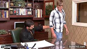 Hefty Gay Gets Ass Fucked In The Office