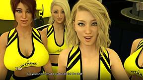 Watching a cheer routine with erotic ass in 3D anime