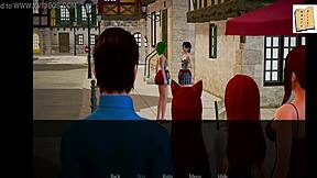 In my new family, the teen with big tits plays a game with her ass