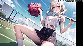 I feel motivated by the hot anime cheerleader masturbating in transparent cloth