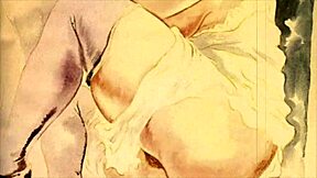 Vintage erotic art with antique cartoon anime hentai illustrations