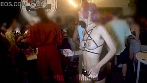 hairy babe teases with nip slip upskirt in public