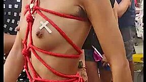 hairy babe teases with nip slip upskirt in public