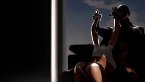 Ebony Girl Rides Monster Cock Roughly in Second Life