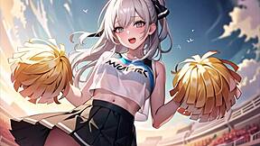 I feel motivated by the hot anime cheerleader masturbating in transparent cloth