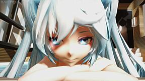 Miku’s wet and wild adventure in the animated porn film