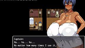 tanned girl natsuki hentai game ep 1 huge tits flashing to help the captain jerk off?