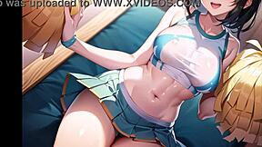I feel motivated by the hot anime cheerleader masturbating in transparent cloth