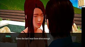 In my new family, the teen with big tits plays a game with her ass