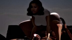 Ebony Girl Rides Monster Cock Roughly in Second Life