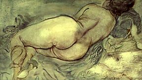 Vintage erotic art with antique cartoon anime hentai illustrations