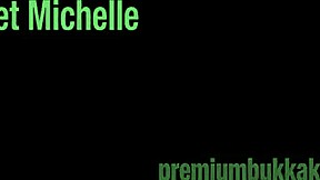 Michelle's mouthful of cum in this premium bukkake video