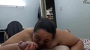 Pov wife spitting licking and sucking her husbands cock until he cums a lot