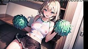 I feel motivated by the hot anime cheerleader masturbating in transparent cloth