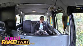 female fake taxi driver gets lucky with a hot brunette passenger