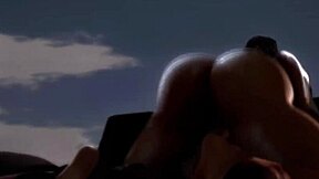 Ebony Girl Rides Monster Cock Roughly in Second Life