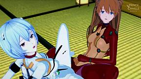 Asuka and Rei Synchronize Tight Juicy Pussies in Evangelion Hentai
