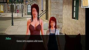 In my new family, the teen with big tits plays a game with her ass