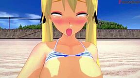 Marie Rose In Bikini On Beach Cartoon Fantasy Scene
