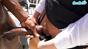 I caught my step son masturbating, made him cum in my panties. Big tits step mom in action!