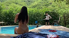 Latina Babes Fuck Guy Poolside