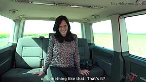 Brunette picked up and banged hard in a van