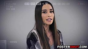 Foster step mom makes disobedient stepdaughter suck her strap-on