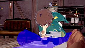 konosuba yaoi - kazuma blowjob with cum in mouth japanese asian manga anime game porn gay