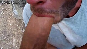 Gay cruising ends up in a facial frenzy with big cock lover