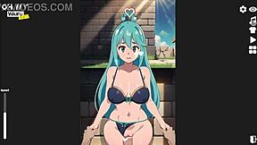 Konosuba aqua has standing sex creampie in this waifu h game