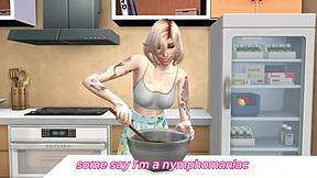 blonde experiences intimate moment at home in 3d animation.