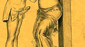 Vintage erotic drawings intrigue with retro charm