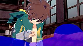 konosuba yaoi - kazuma blowjob with cum in mouth japanese asian manga anime game porn gay