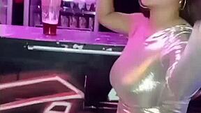 Horny Brunette Feels Thrilled As Hunk Fucks Her In Men's Bathroom At Party