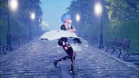 Cute anime girl dancing and getting fucked part 2