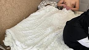 Cum dripping on Arab MILF's tights?