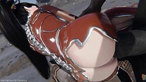 3D cartoon of Eve from Stellar Blade getting a rough fuck