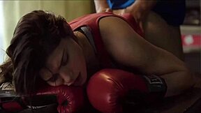 A hardcore sex scene takes place in a boxing class with my stepsister