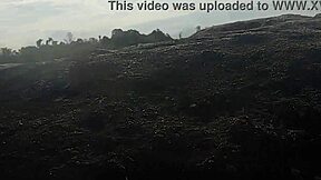 Linda novinha observed having sex publicly on beach rocks