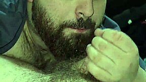 I suck a chubby and hairy daddy's cock and get a nice reward in the form of a facial