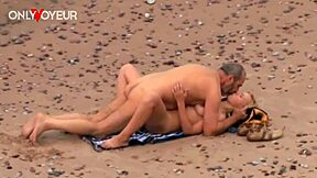 beach voyeur older guy fucking hot milf on the ocean shore