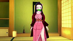 Nezuko In Kimono Getting Wild With A Hard Suck?