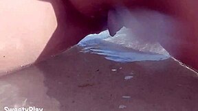 hey, wanna see my shaved pussy peeing on this beach?